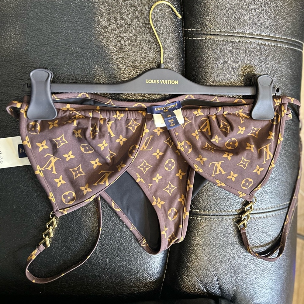 Louis Vuitton Brown and Gold Bikini